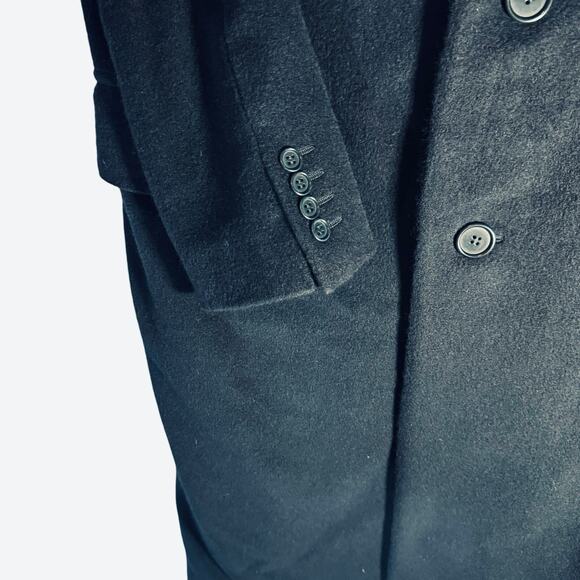 LANVIN CLASSIQUE Pure Wool Overcoat 48R Italy Black Luxury Designer Long Coat - Picture 4 of 16